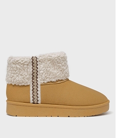 GEMO Boots fourrées à épaisse semelle femme Brun