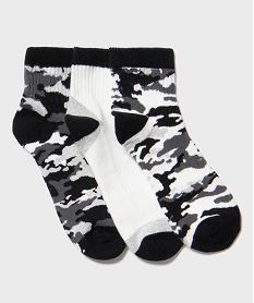 GEMO Socquettes motif camouflage garçon (lot de 3) noir standard