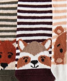chaussettes tige haute rayees et imprimees bebe (lot de 3) beige standardJ916501_2