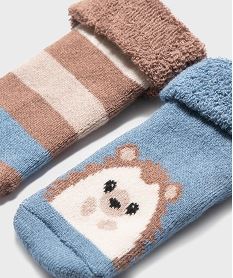 bottons en coton avec interieur bouclette motif herisson bebe (lot de 2) bleu standardJ916801_2