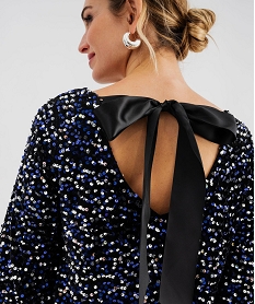 GEMO Robe courte à sequins brillants femme Noir