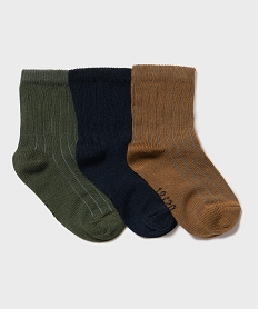 GEMO Chaussettes tige haute en maille côtelée bébé garçon (lot de 3) vert standard