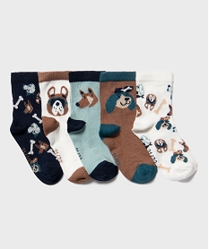 GEMO Chaussettes assorties motifs chiens bébé garçon (lot de 5) bleu standard
