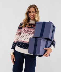 GEMO Pull de Noël en maille duveteuse femme Blanc