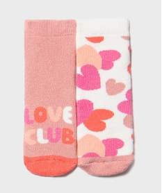 GEMO Chaussettes antidérapantes multicolores bébé fille (lot de 2) rose standard
