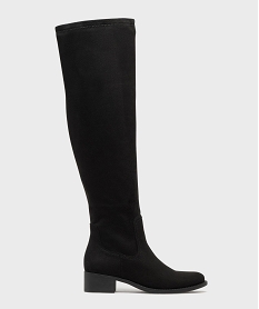 GEMO Bottes cavalières en suédine à tige chaussette femme noir standard