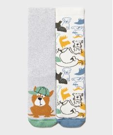 GEMO Chaussettes antidérapantes à motifs animaux garçon (lot de 2) bleu standard