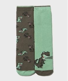 GEMO Chaussettes antidérapantes à motifs dinosaures garçon (lot de 2) vert standard
