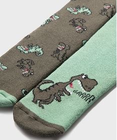 chaussettes antiderapantes a motifs dinosaures garcon (lot de 2) vert standardJ921901_2