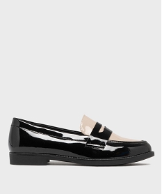 GEMO Mocassins vernis bicolores bout amande femme noir vif
