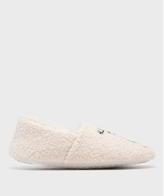 GEMO Chaussons slip-on en fourrure imitation femme Beige