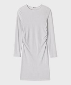 GEMO Robe manches longues coupe courte et ajustée en maille pailletée fille argente
