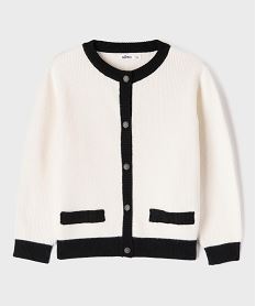 GEMO Gilet à col rond fille blanc standard