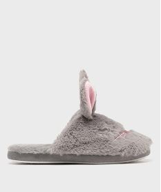 GEMO Chaussons mules en fourrure imitation avec oreilles de lapin femme Gris