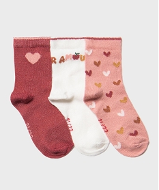 GEMO Chaussettes à motifs coeurs bébé fille (lot de 3) rose standard