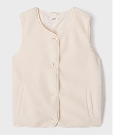 GEMO Gilet sans manche en maille sherpa fille Beige
