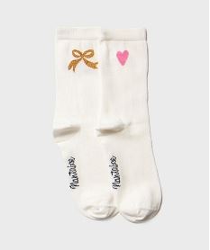 GEMO Chaussettes tige haute imprimée fille - Gémo x Lulu La Nantaise blanc standard