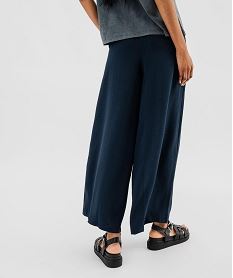 pantalon large et fluide a taille elastiquee et liens a nouer femme bleu pantalonsJ940601_3