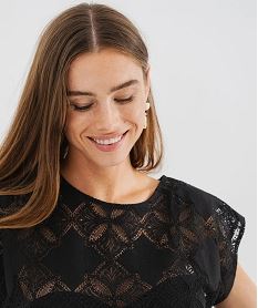 tee-shirt sans manches en dentelle ajouree coupe loose femme noir standard t-shirts manches courtesJ941301_2