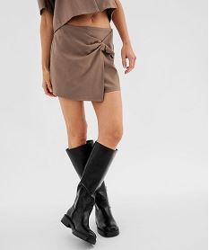 GEMO Jupe short en maille stretch texturée femme Beige