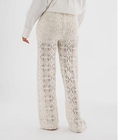 pantalon en maille ajouree facon crochet femme blanc standard pantalonsJ944501_3