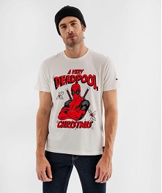 GEMO Tee-shirt de Noël manches courtes motif Dead Pool homme - Marvel blanc standard