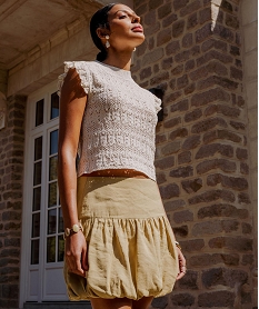 GEMO Jupe courte et fluide forme boule femme Beige