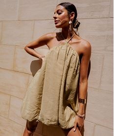 GEMO Robe court dos-nu coupe boule femme Beige