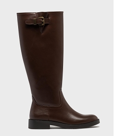 GEMO Bottes cavalières à petite boucle décorative femme - Follow Me marron fonce