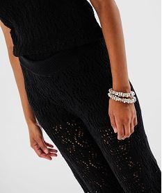 pantalon en maille ajouree facon crochet femme noir standard pantalonsJ950901_2