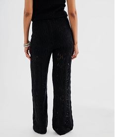 pantalon en maille ajouree facon crochet femme noir standard pantalonsJ950901_3