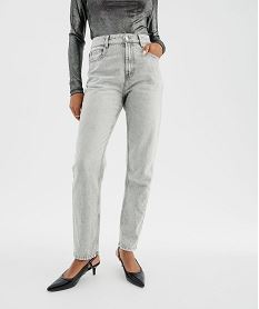 GEMO Jean straight délavé à strass femme gris standard