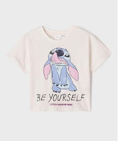 GEMO Tee-shirt manches courtes motif Stitch fille - Disney blanc standard