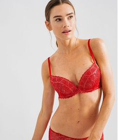 GEMO Soutien-gorge push-up aux reflets pailletés femme rouge standard