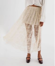 jupe midi en dentelle boheme femme jaune standardJ962201_2