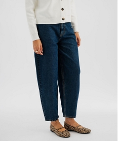 GEMO Jean barrel taille haute femme Bleu