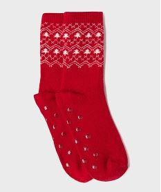 GEMO Chaussettes antidérapantes motif hivernal fille Rouge