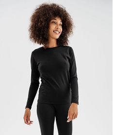 GEMO Tee-shirt thermique à manches longues et col rond femme noir standard