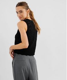 debardeur en maille ajouree a boutonniere femme noir standard debardeursJ972501_3