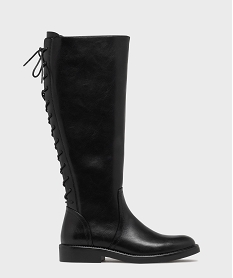 GEMO Bottes cavalières à laçage sur larrière femme noir standard