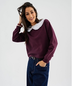 GEMO Sweat court à grand col Claudine volanté femme Rouge