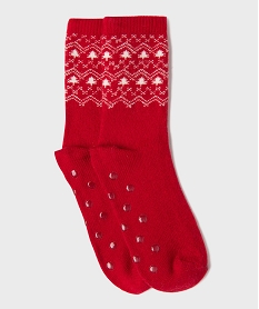 GEMO Chaussettes antidérapantes motif hivernal homme Rouge