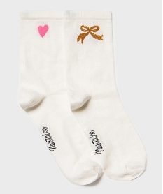 GEMO Chaussettes avec motifs sur la tige femme (lot de 2) - Gémo x Lulu la Nantaise blanc standard