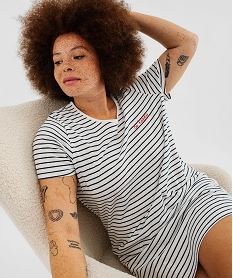 GEMO Chemise de nuit à manches courtes et col rond femme grande taille Blanc