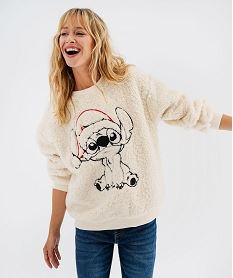 GEMO Sweat de Noël en sherpa à motif Stitch femme - Disney Beige