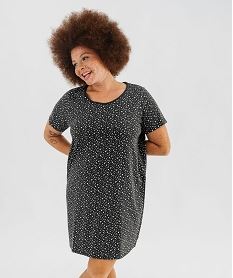 GEMO Chemise de nuit manches courtes en coton stretch femme grande taille Gris