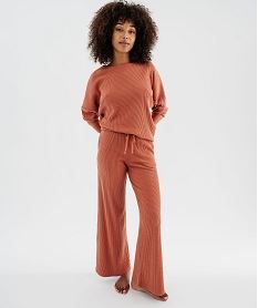 GEMO Haut de pyjama en maille côtelée femme Orange