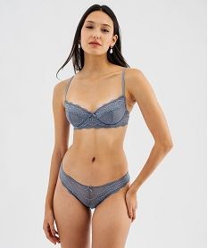 GEMO Culottes en dentelle et tulle femme (lot de 2) Gris