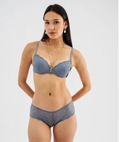 GEMO Shorty en dentelle et plumetis femme (lot de 2) Gris