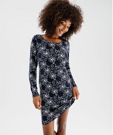 GEMO Chemise de nuit à manches longues femme Bleu